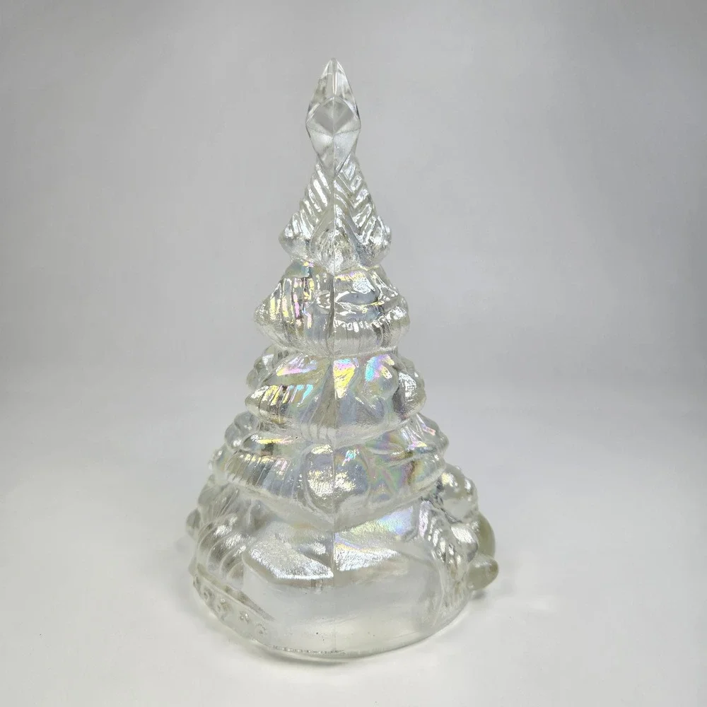 Vintage Clear Iridescent Carnival Glass Christmas Tree Star Topper Holiday Decor